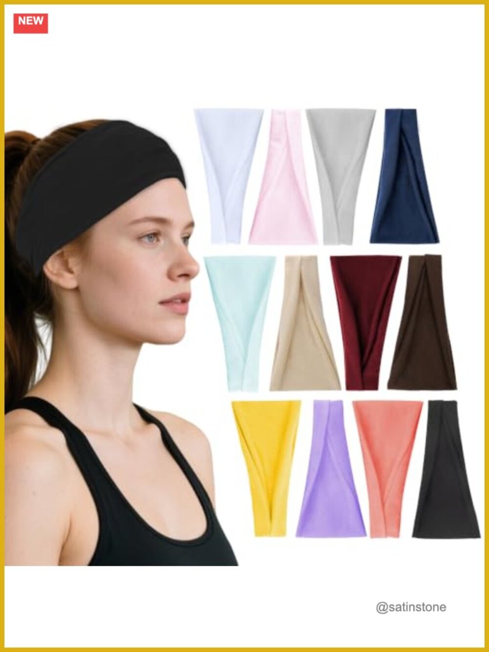 Wide Sports Headbands Elastic Non-Slip Sweat Wicking Hair Bands